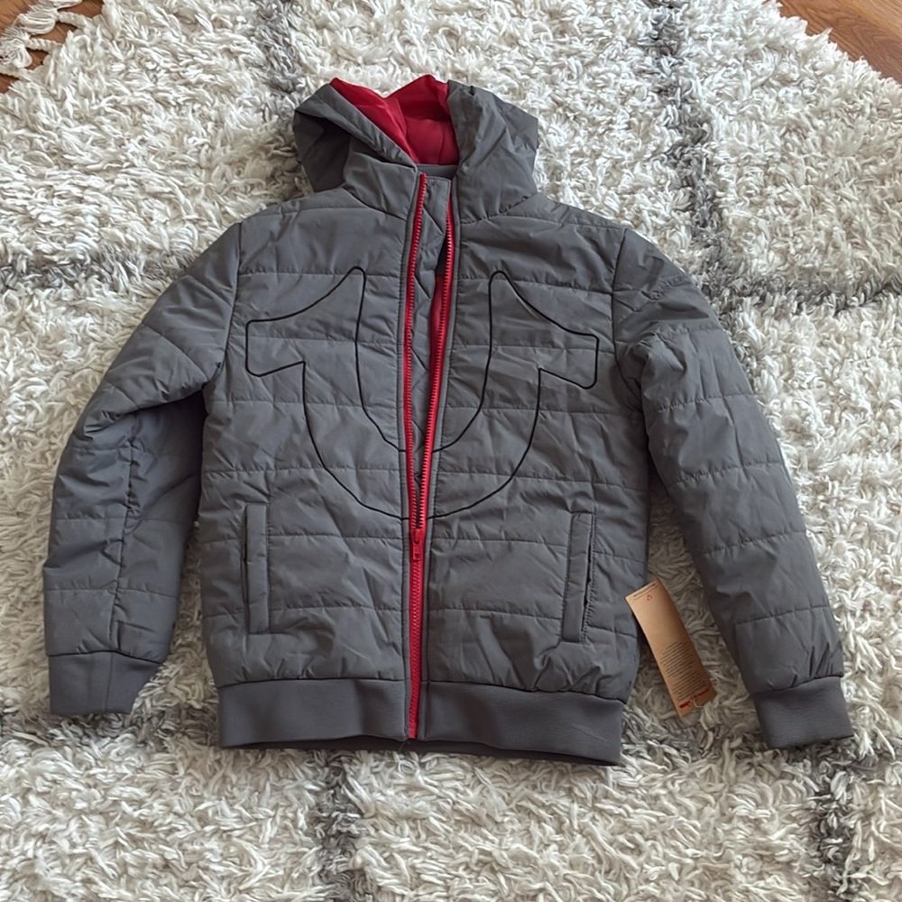 True Religion Gray and Red Kids Puffer Jacket - Picture 10 of 10